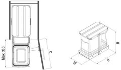 Starax S-2391-G Teleskopik Raylı Plastik Gövde Çöp Kovası 16+1 Lt.