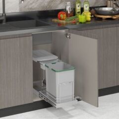 Starax S-2391-G Teleskopik Raylı Plastik Gövde Çöp Kovası 16+1 Lt.