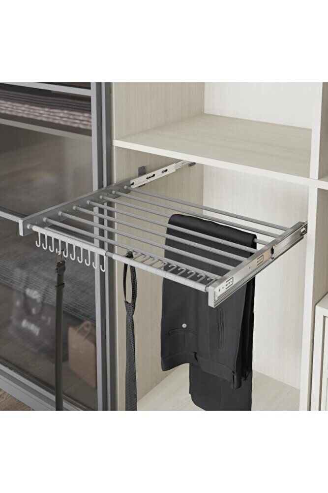 Plastik Kapaklı Teleskopik Raylı Pantolonluk 45cm Gri Renk S-6302-g