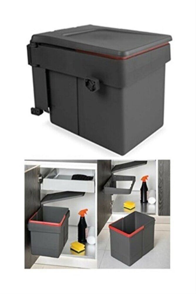 7015 Antrasit Metali Çöp Kovası 15lt