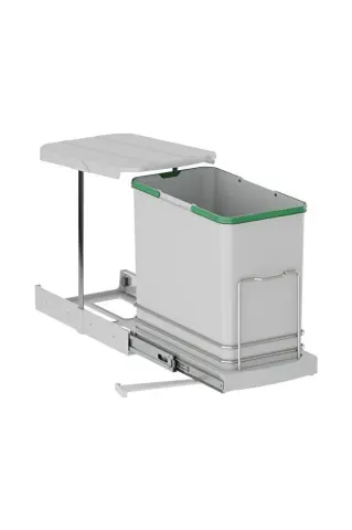 Tls. Raylı Plastik Gövde Çöp Kovası 24 Lt.-gri