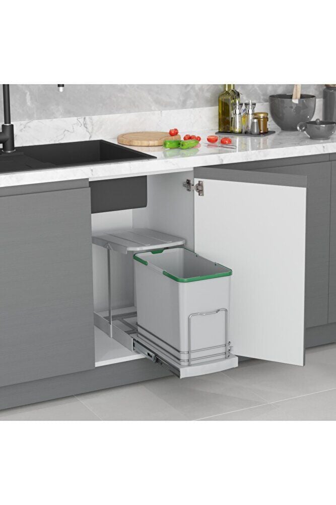 Starax S-2571 Çöp Kovası Teleskopik Raylı Plastik Gövde Çöp Kovası 24lt.