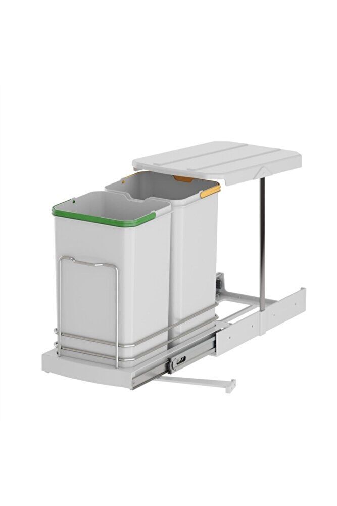 S-2392 Gri Teleskopik Raylı Plastik Gövde Çöp Kovası 12+12 Lt (24 lt)