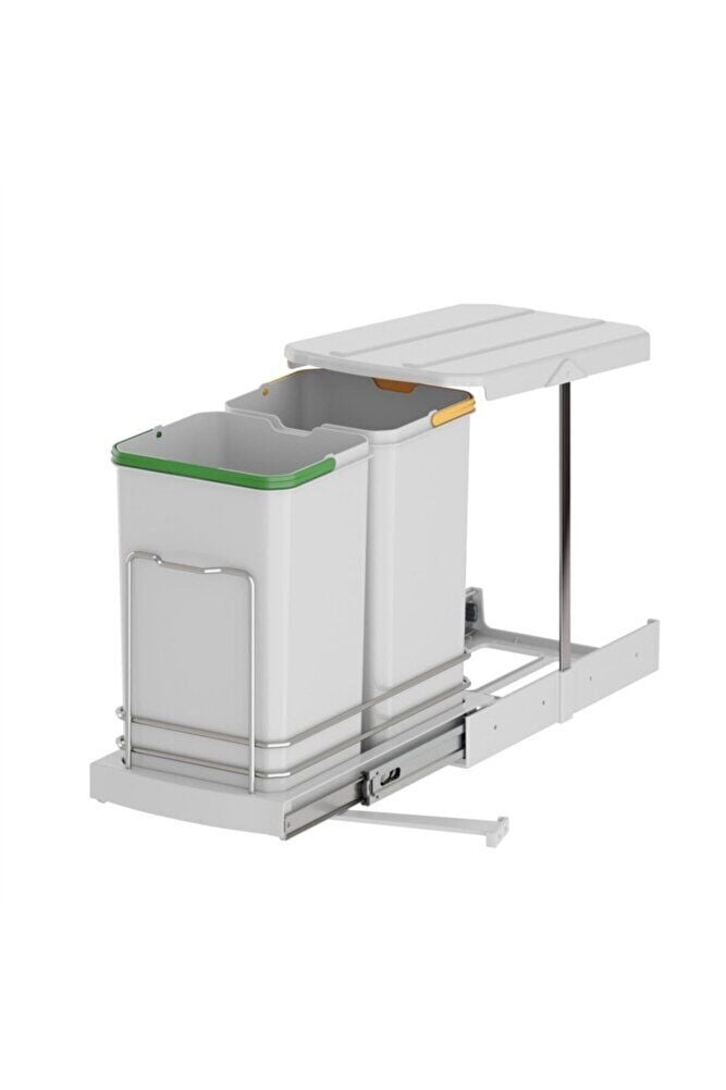 S-2392 Gri Teleskopik Raylı Plastik Gövde Çöp Kovası 12+12 Lt (24 lt)