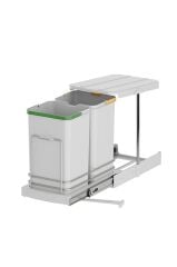 S-2392 Gri Teleskopik Raylı Plastik Gövde Çöp Kovası 12+12 Lt (24 lt)