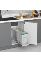 S-2392.g Teleskopik Raylı Plastik Gövde Çöp Kovası 12+12 Lt