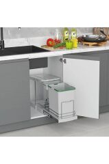 S-2391 Gri Teleskopik Raylı Plastik Gövde Çöp Kovası 16+1 Lt  (17 Lt)