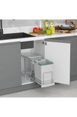 S-2391 Gri Teleskopik Raylı Plastik Gövde Çöp Kovası 16+1 Lt  (17 Lt)