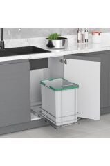 Gri Bağımsız Teleskopik Raylı Zemin Bağlantılı Çöp Kovası 35 Litre (s-2580-g) Ücretsiz Kargo