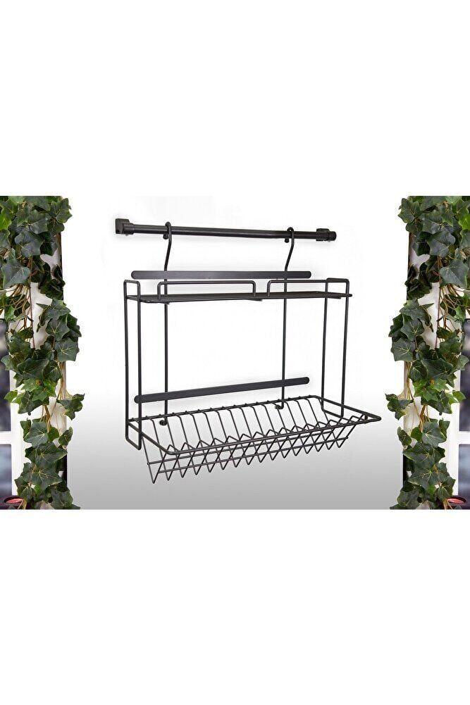 Siyah Askılı Tabaklık Bardaklık S-4018-a