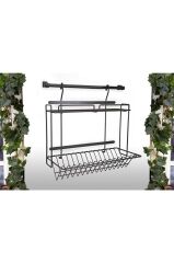 Siyah Askılı Tabaklık Bardaklık S-4018-a