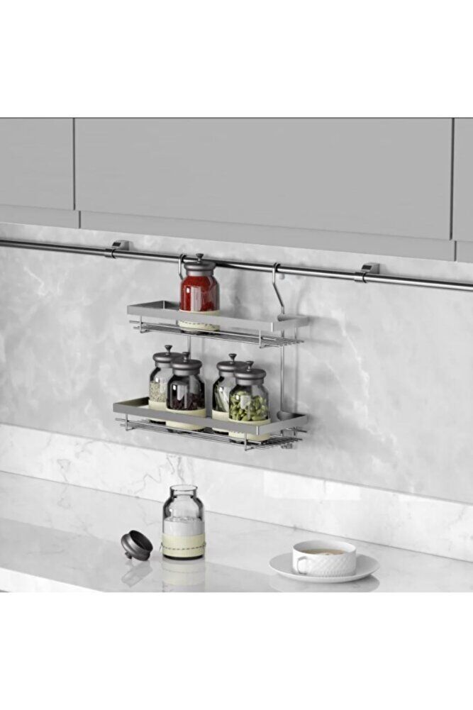 Klasik Küçük - Büyük Iki Raflı Baharatlık-antrasit