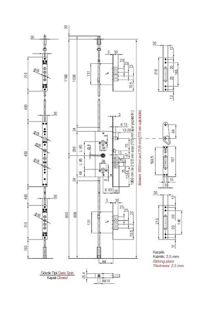 256G MULTİSİSTEM ÇELİK KAPI KİLİT SATEN 256G0000003