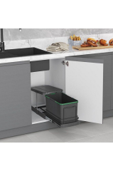 Teleskopik Raylı Plastik Gövde Çöp Kovası Antrasit 16 Lt S-2573-a