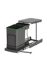 Teleskopik Raylı Plastik Gövde Çöp Kovası Antrasit 16 1 Litre Modül 40cm (S-2391-A)