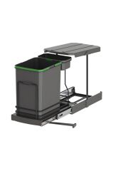 Teleskopik Raylı Plastik Gövde Çöp Kovası Antrasit 16 1 Litre Modül 40cm (S-2391-A)