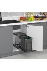 Teleskopik Raylı Plastik Gövde Çöp Kovası Antrasit 16 1 Litre Modül 40cm (S-2391-A)