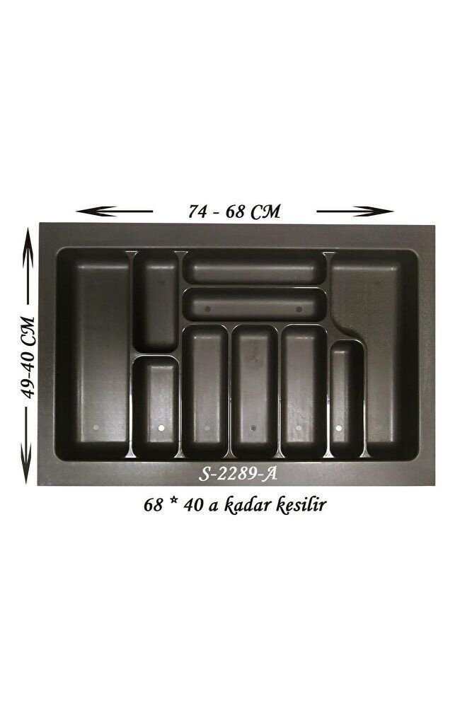 Çekmece Içi Plastik Kaşıklık Antrasit Antibakteriyel S-2289-a En:74-68 D:49-40 Cm Arası Kesil