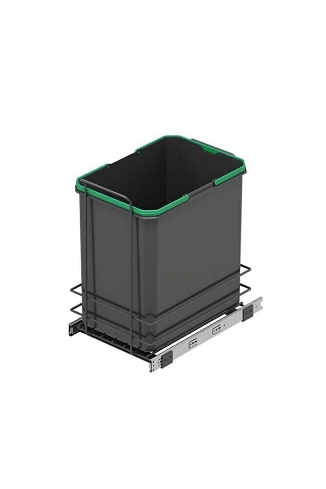 Antrasit Bağımsız Teleskopik Raylı Zemin Bağlantılı Çöp Kovası 35 Litre (s-2580-a) Ücretsiz Kargo