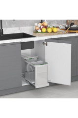 Çöp Kovası Paslanmaz Çelik Raylı 12 12 L Toplam 24 Lt. Çift Kovalı