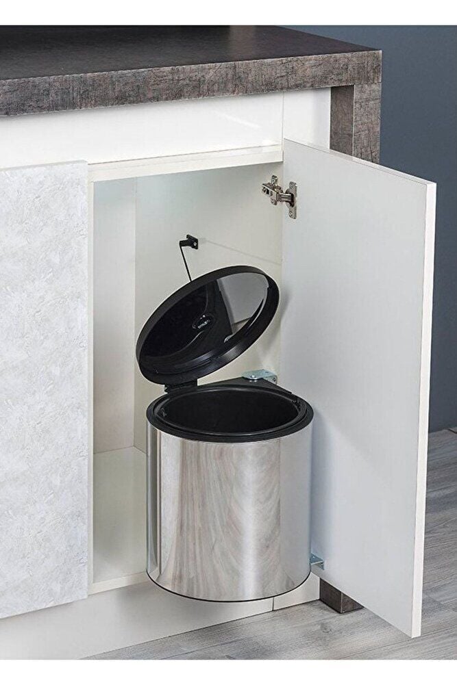 Kopya - Paslanmaz Krom Çelik 10 Litre Dolap Içi Çöp Kovası S 2251 Ss