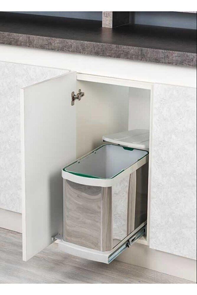 S-2572-g Teleskopik Raylı Çöp Kovası Paslanmaz Gövde 24 Lt